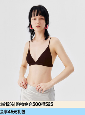 AR轻盈三角小软杯2026新款平胸细肩带咖色比基尼内衣小胸文胸女士