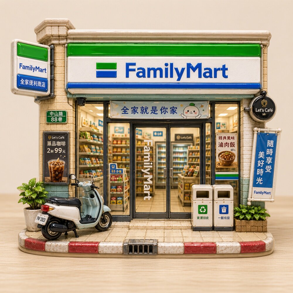 【台北全家FamilyMart】树脂浮雕冰箱贴台式便利店旅行装饰磁吸式