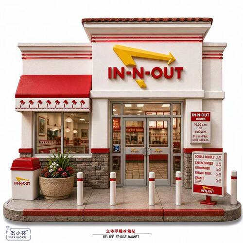 美国汉堡店INNOUT树脂浮雕冰箱贴
