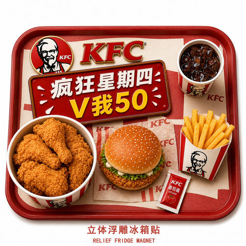 疯狂星期四树脂立体浮雕冰箱贴