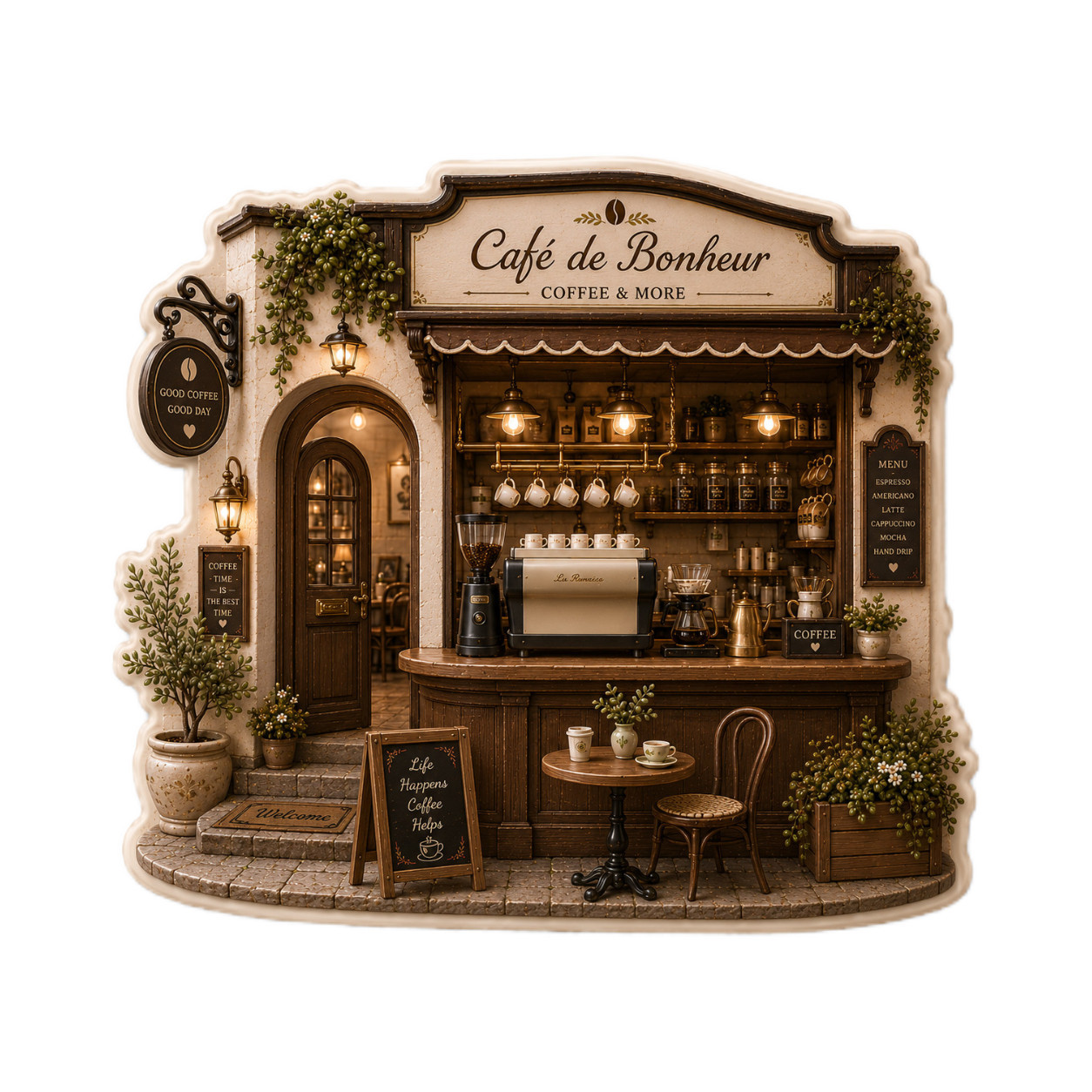 【街角咖啡店】树脂立体冰箱贴图片
