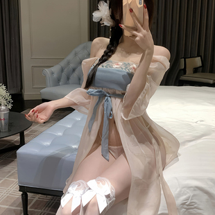 古风宫廷寝衣汉服超仙性感睡衣轻纱披肩肚兜蕾丝纯欲诱惑中式 纱裙