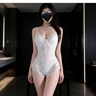 紫色性感睡衣女缎面蕾丝暗扣连体衣带钢圈深V小胸聚拢睡裙qqny