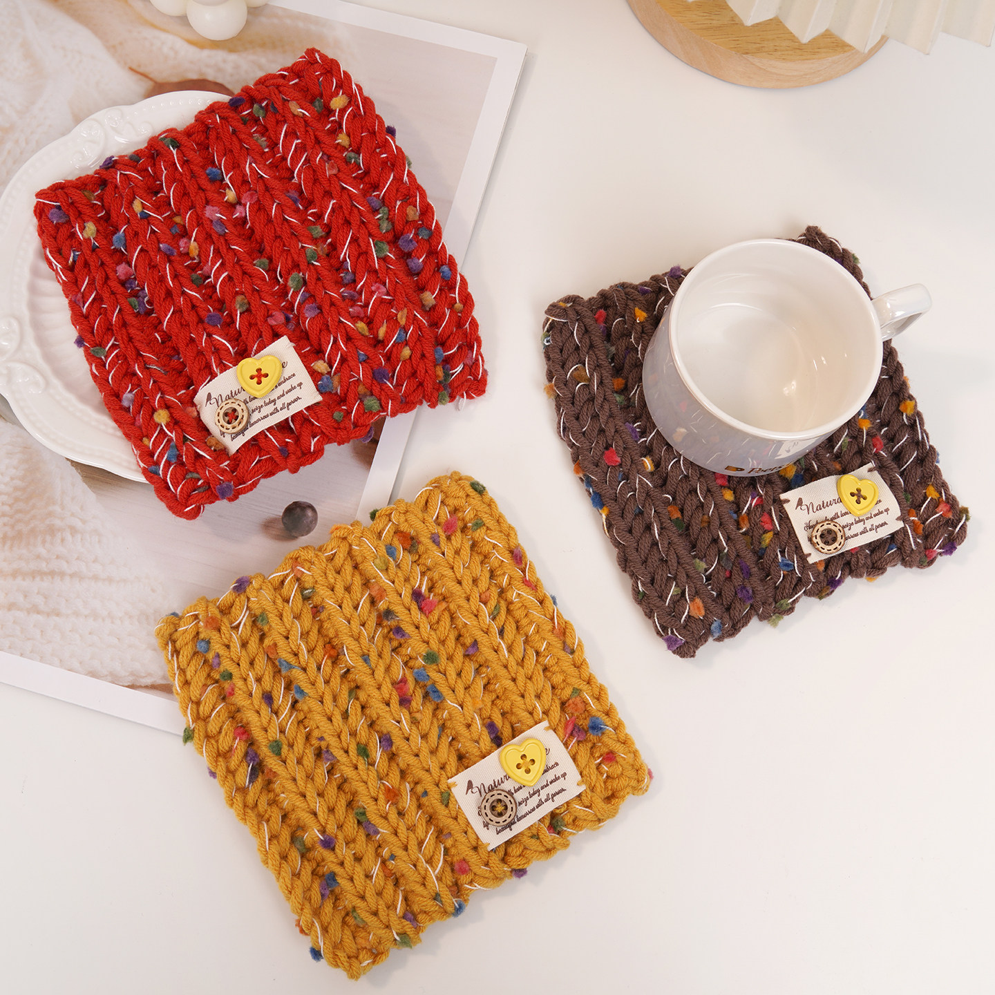 菲菲姐家手工diy彩点麦穗隔热杯垫钩针新手入门毛线编织材料包,服饰配件/皮带/帽子/围巾,毛线,淘宝优惠券,粉丝福利购,淘宝优惠卷