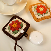 菲菲姐家手工钩针编织复古耳机包毛线钩织DIY包挂件材料包保护套