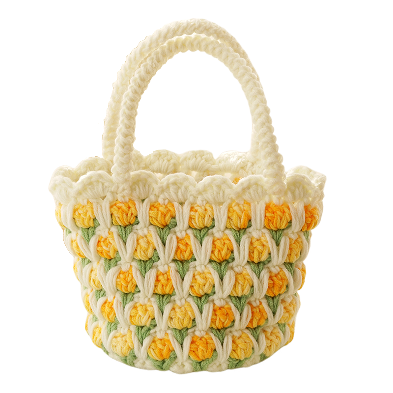 菲菲姐家郁金香手工编织包自制毛线diy材料送闺蜜女友礼物手提包