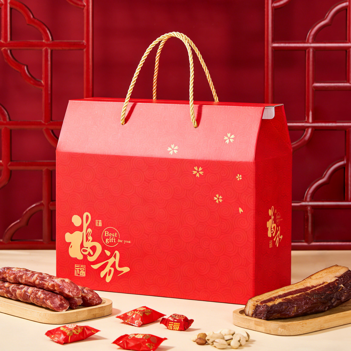 春节年货礼盒包装盒通用空盒熟食定制LOGO农产品特产坚果干货礼盒,包装,礼品盒,淘宝优惠券,粉丝福利购,淘宝优惠卷