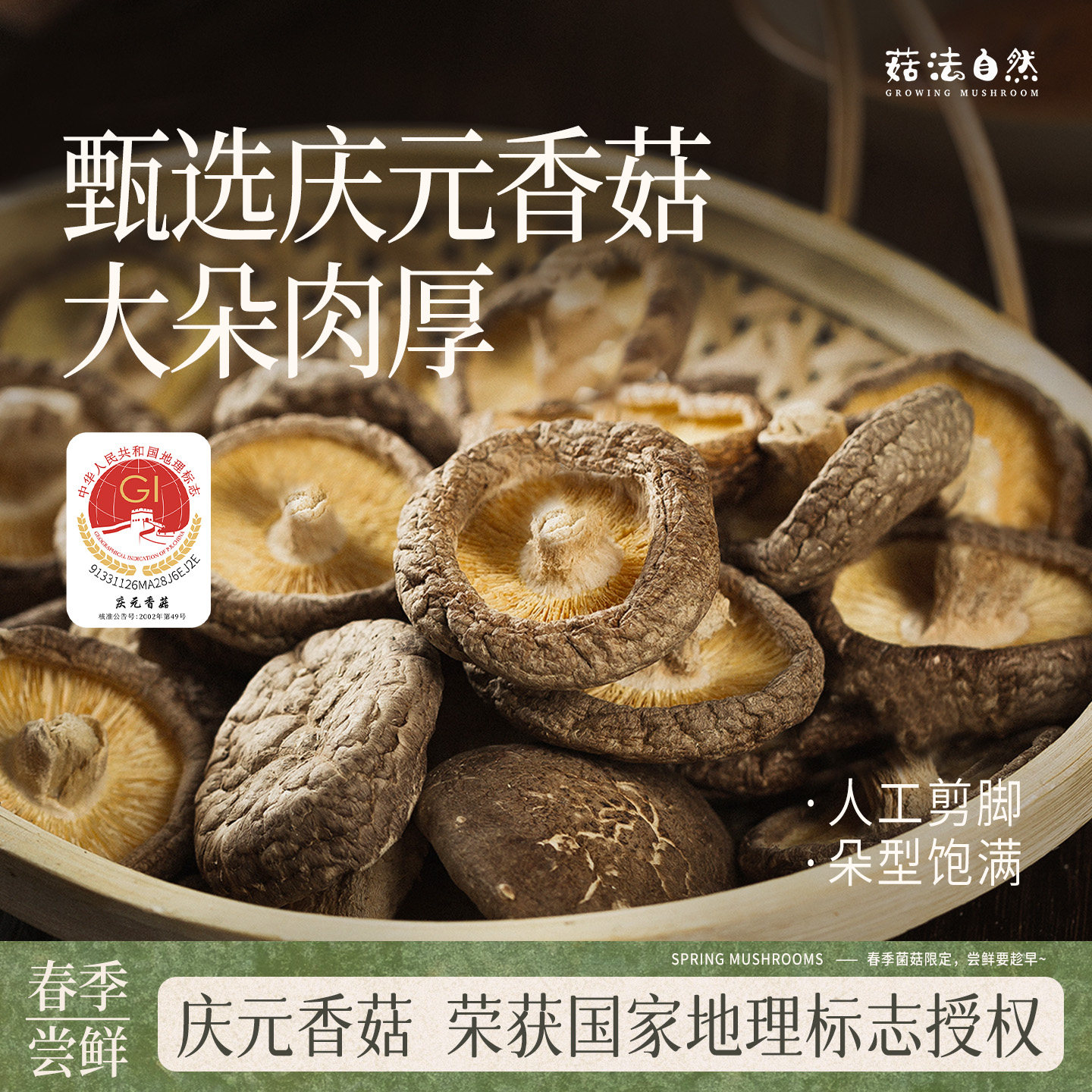 【菇法自然】庆元香菇干120g肉厚大朵自然晾晒国家地标全球非遗