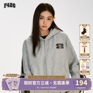 【F426官方店】「恒温暖皮」国潮牌秋季格纹蝴蝶结拼接短款卫衣
