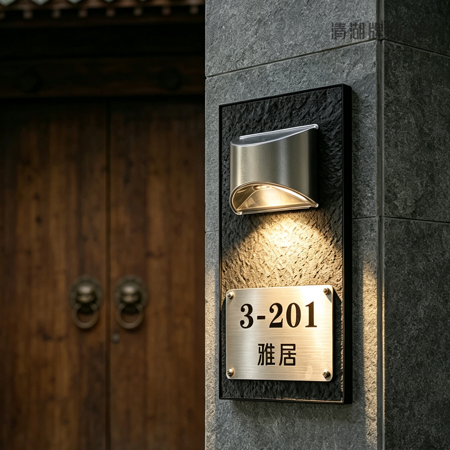 别墅庭院太阳能带灯门牌定制图片