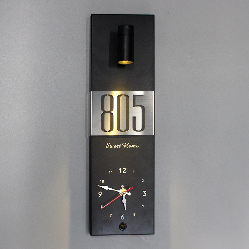 轻奢发光感应门牌号带时钟定制