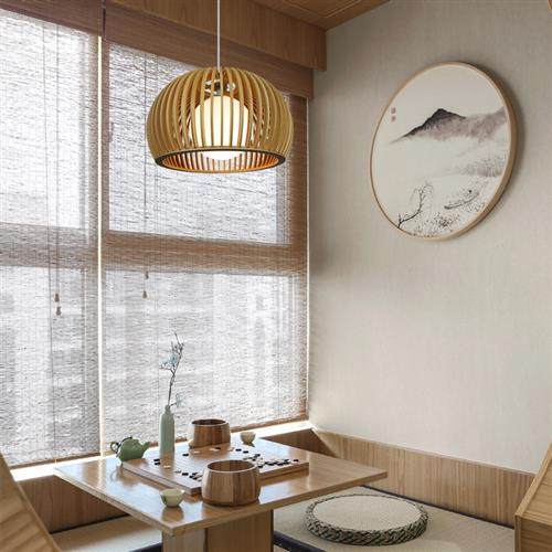 现代中式餐厅客厅实木吊灯创意鸟笼面店木艺吊灯单头木质日式灯具,家装灯饰光源,客厅吊灯,淘宝优惠券,粉丝福利购,淘宝优惠卷