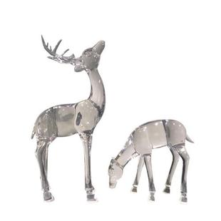 透明树脂抬头低头鹿摆件新中式园林商场酒店样板婚庆房外雕塑摆件