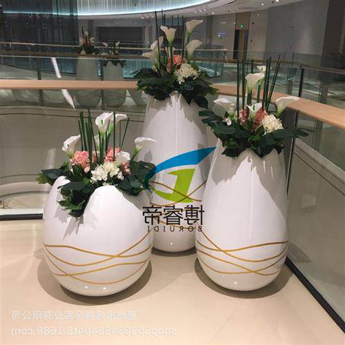 商场玻璃钢花盆户外落地花钵酒店装饰组合园林景观种植大花瓶园艺
