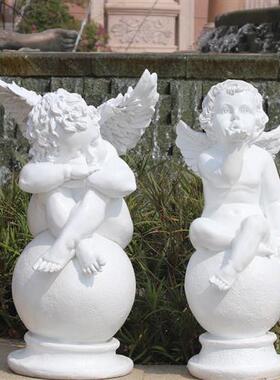 户外公园林景观玻璃钢欧式人物雕塑别墅花园庭院天使小区装饰摆件