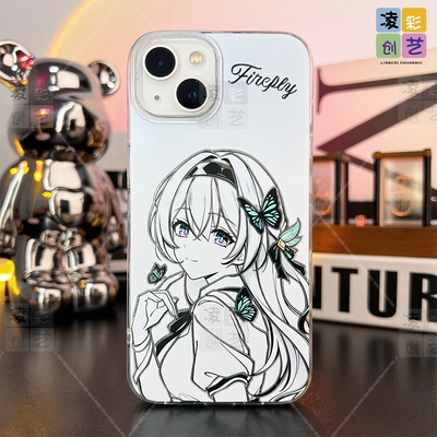 凌彩创艺崩铁蝴蝶流萤那刻夏手机壳适用苹果16promax华为vivoiqoo13小米15pro一加ace5红米70至尊IMD冰川纹壳