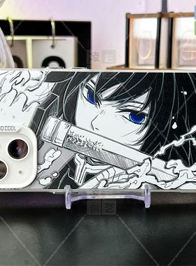 凌彩创艺黑白线稿鬼灭之刃手机壳适用苹果17promax华为vivoiqoo15小米17promax一加ace5pro红米80至尊IMD彩银