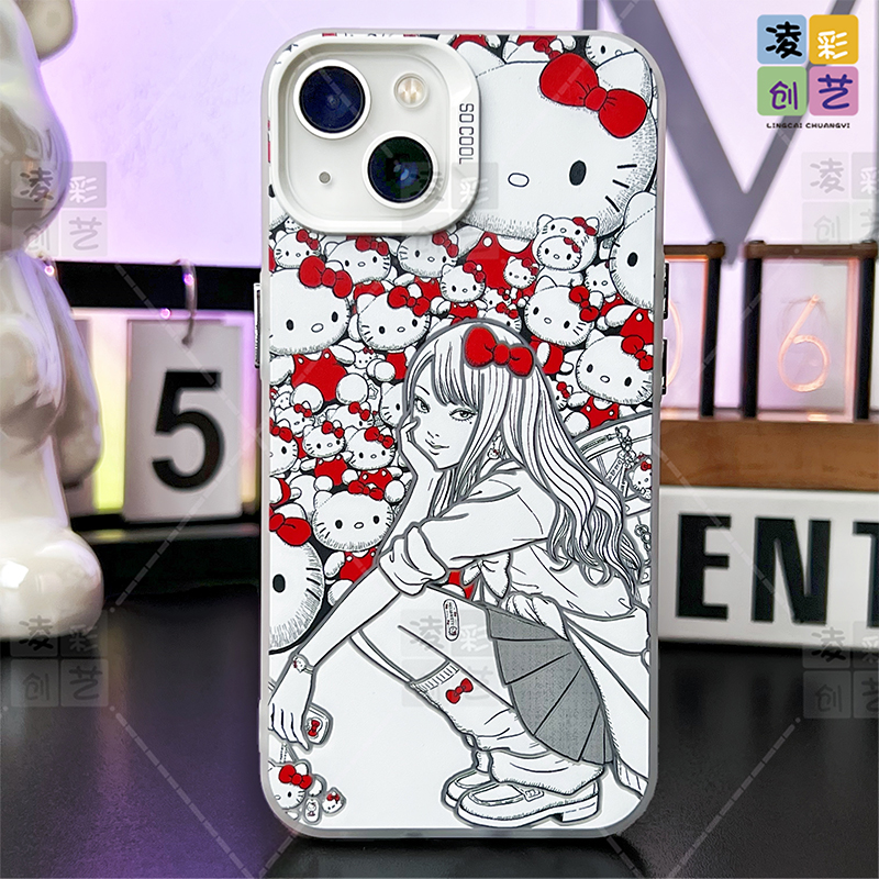 凌彩创艺二次元可爱富江手机壳适用于苹果16promax华为vivoiqooZ10Turb小米15pro一加13T红米70至尊IMD彩银壳