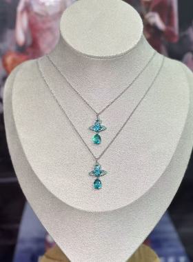 湖蓝人鱼泪项链潮流毛衣链