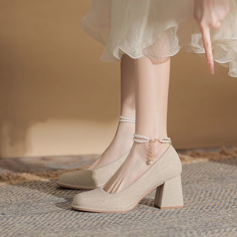 玛丽珍新娘鞋禾秀婚纱两穿粗跟高跟鞋女夏配裙子旗袍鞋公主订婚鞋,女鞋,玛丽珍鞋,淘宝优惠券,粉丝福利购,淘宝优惠卷