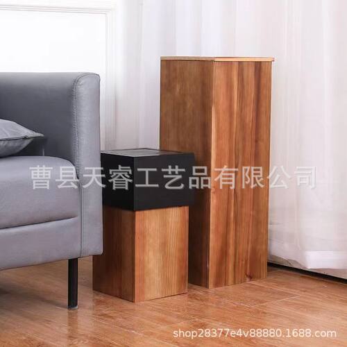 创意垃圾桶酒店大堂卫生间厨房摇盖式垃圾桶木质民宿简约垃圾桶