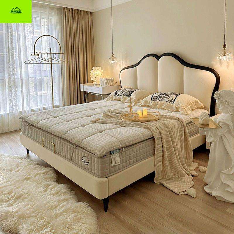 欧式复古皮床蝴蝶床主卧室高端大气男女生双人床网红奶油风公主床