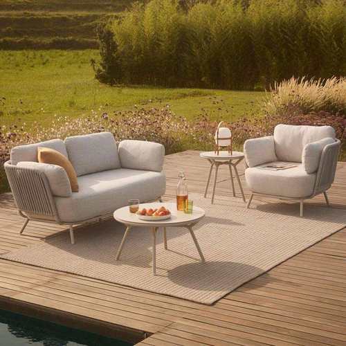 户外沙发阳台藤编椅桌组合家具北欧沙发花园庭院休闲别墅岩板高端