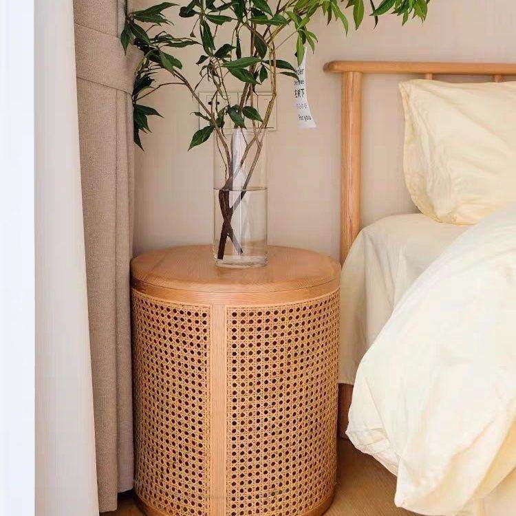 日式藤编复古置物角几沙发侧边小凳子圆桌床头柜桌子卧室圆形带盖,畜牧/养殖物资,畜牧/养殖器械,淘宝优惠券,粉丝福利购,淘宝优惠卷