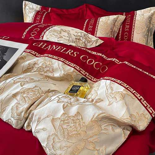 婚庆四件套结婚大红色简约提花被套床单新婚房喜被床上用品