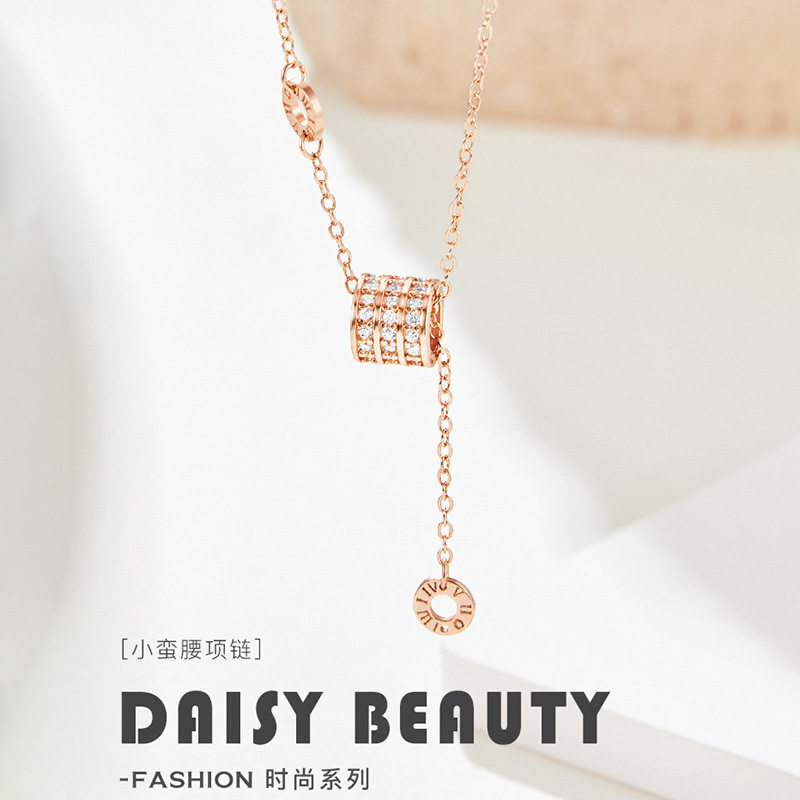 小蛮腰流苏满钻项链女吊坠锁骨链图片