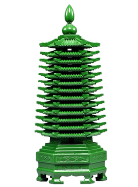 绿色实木质塔祝福客厅文昌塔摆件