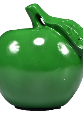 苹果绿色精雕实木苹果雕刻摆件