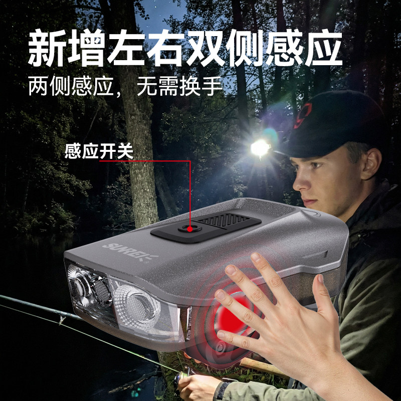 山力士智能感应帽夹灯超亮夹帽头灯夜钓头灯帽檐灯超长续航夹帽灯