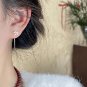 精致银色雪花链条流苏耳线女2024新款 爆款 轻奢气质高级感耳坠耳饰