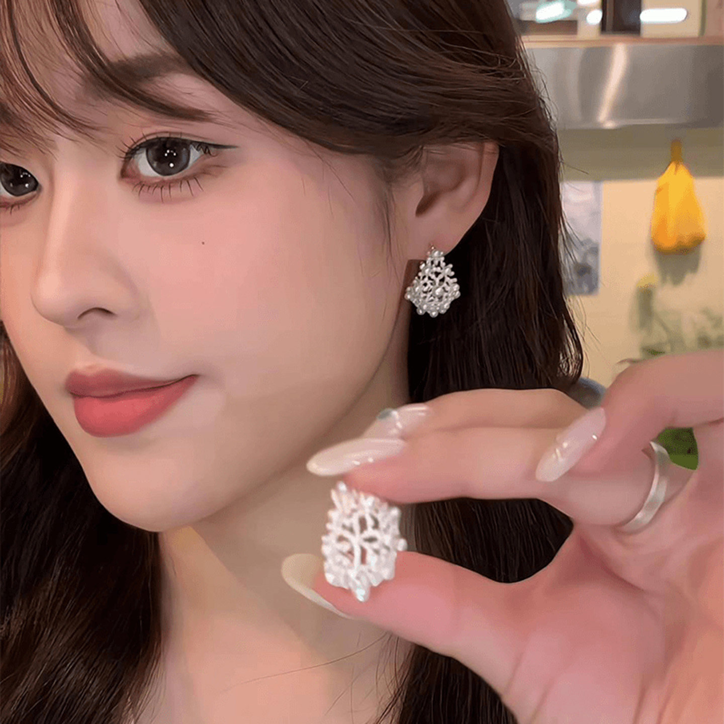 银色镂空珠珠耳钉女2025新款爆款小众设计感耳扣日常百搭气质耳饰,饰品/流行首饰/时尚饰品新,耳环,淘宝优惠券,粉丝福利购,淘宝优惠卷