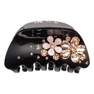 水钻发抓花朵中号网红抓夹韩版时尚发夹后脑勺盘发头花圣诞发饰女