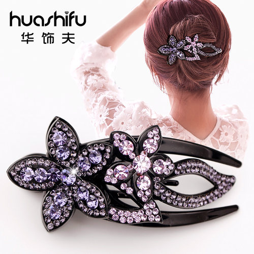 水钻花朵抓夹头饰后脑勺