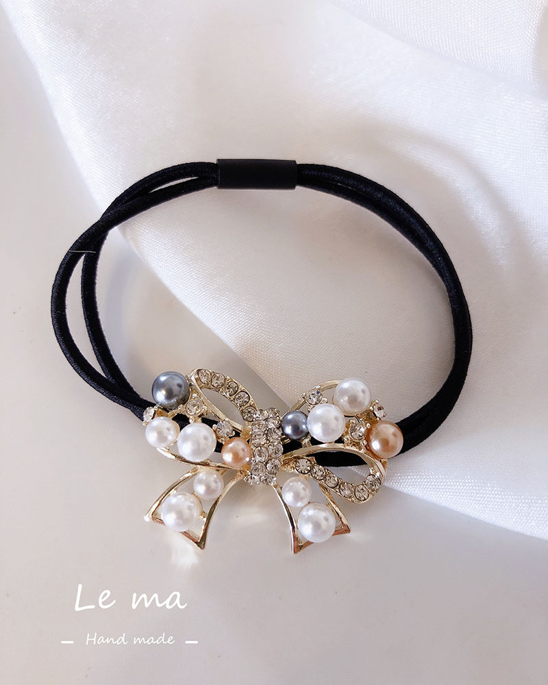 精美气质蝴蝶结款彩仿珍珠发圈头绳发绳