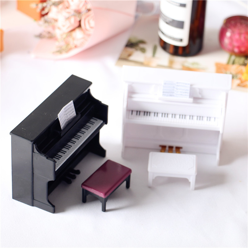 dollhouse ob1 微缩迷你家具 立式 钢琴 琴凳 场景 拍摄 模型