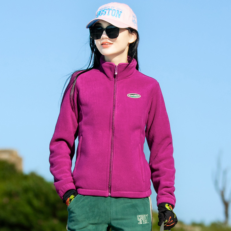 加厚保暖抓绒衣女式立领秋冬季珊瑚绒拉绒开衫外套户外冲锋衣内胆