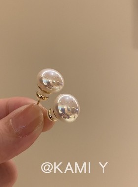 KAMI Y施家馒头小灯泡珍珠耳钉925银针气质百搭个性ins高级感耳饰