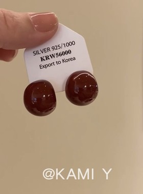 KAMI Y气质红色滴油豆豆耳钉女春夏简约小众设计百搭复古港风耳饰