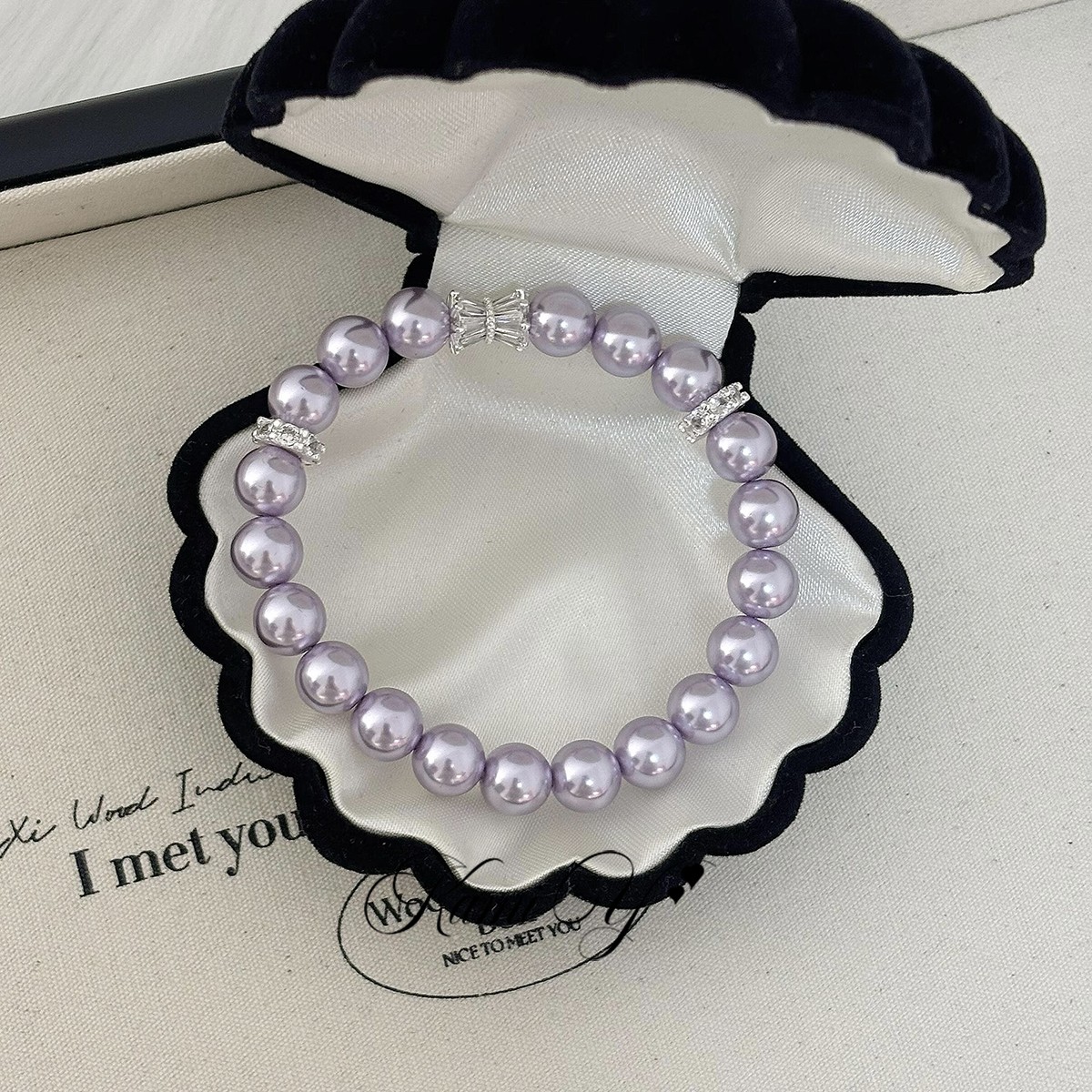 法式复古紫色珍珠锆石小蛮腰手链