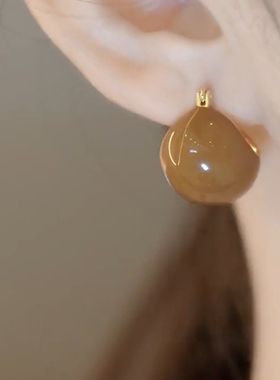 美拉德穿搭滴油半球耳环女轻奢小众设计感高级耳圈耳钉春夏耳饰品