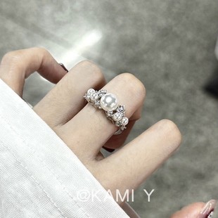 轻奢高级感繁星珍珠开口戒指女小众独特设计感冷淡风百搭简约指环