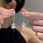 满钻精致轻奢葫芦吊坠流苏耳环女高级感气质百搭简约时尚 大气耳饰
