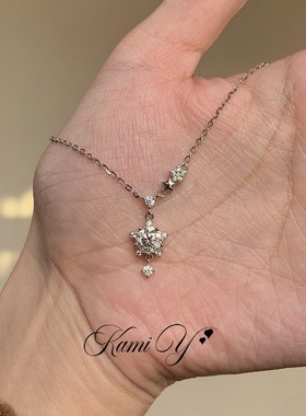 清冷感爆闪满钻星星项链简约灵动