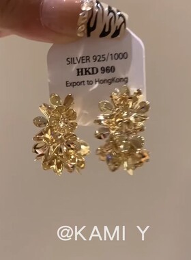 KAMI Y复古气质金属繁花花朵耳环女气质小众时尚精致百搭新款耳饰