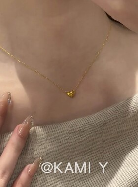 KAMI Y法式优雅碎冰冰爱心吊坠项链女小巧气质时尚百搭高级锁骨链