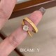 KAMI Y中古金色公主方糖锆石戒指女小众设计简约气质通勤开口指环